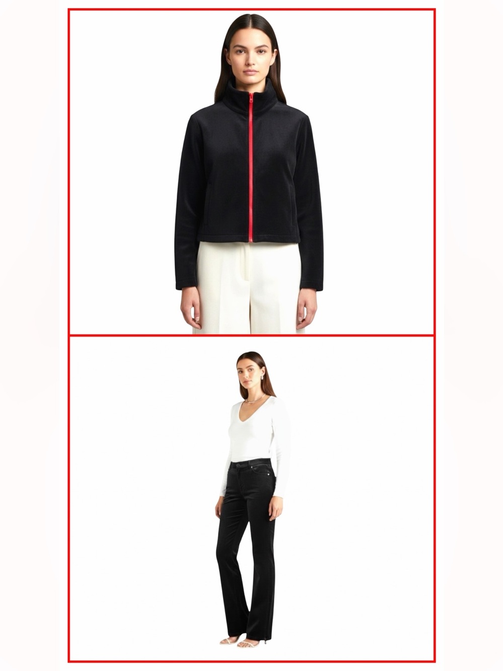 600 West Women's Black Velour Track Suit Set |  Red Zip |  Jacket M | Pants 6